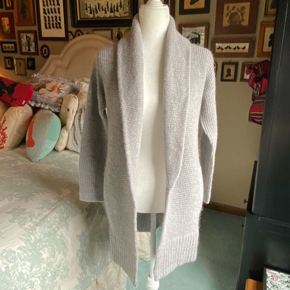 Boden Grey Mohair-Blend Open Front Cardigan